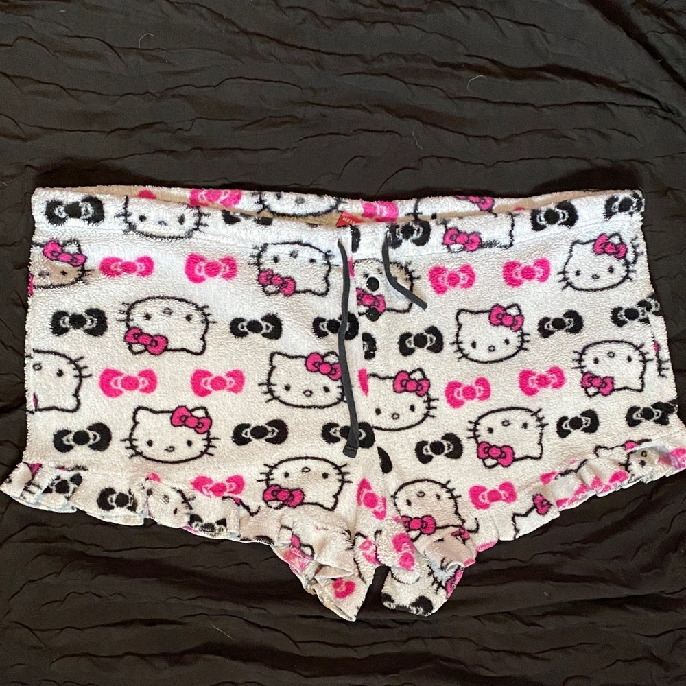 Hello Kitty Fleece Shorts with Pink and Black Accents